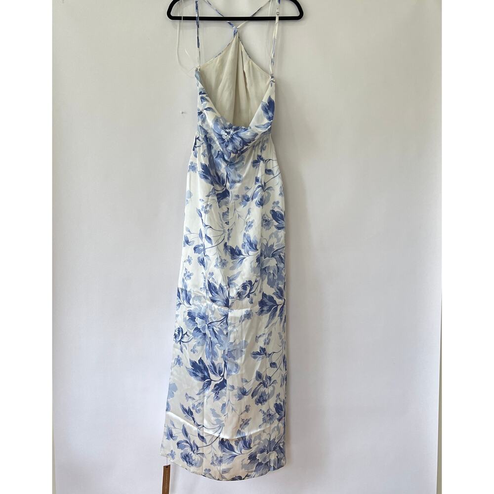 Reformation Myla Silk Maxi Dress Floral Meringue Blue White Size 8 NWT - Picture 8 of 12